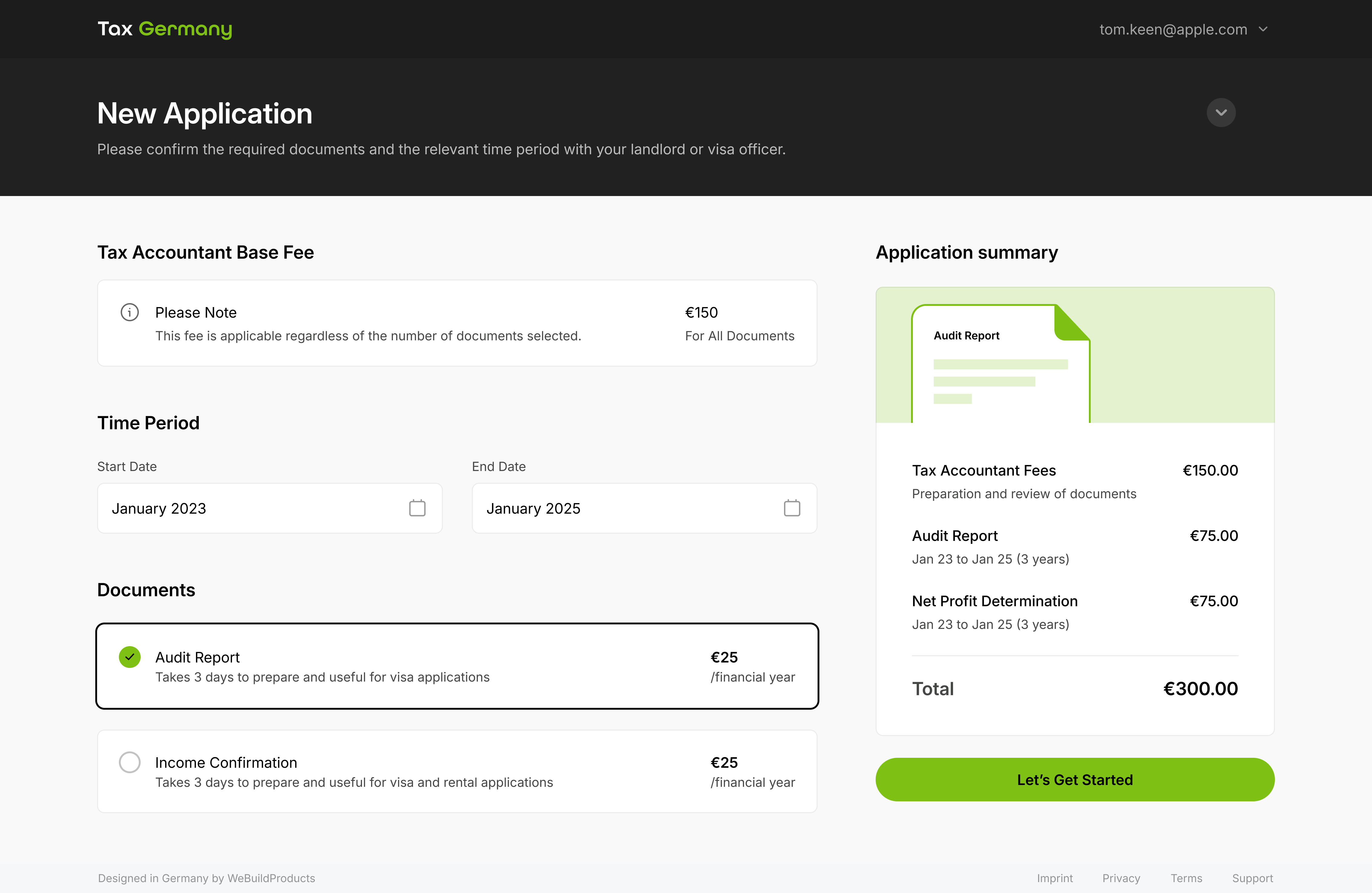 Tax Germany application preview