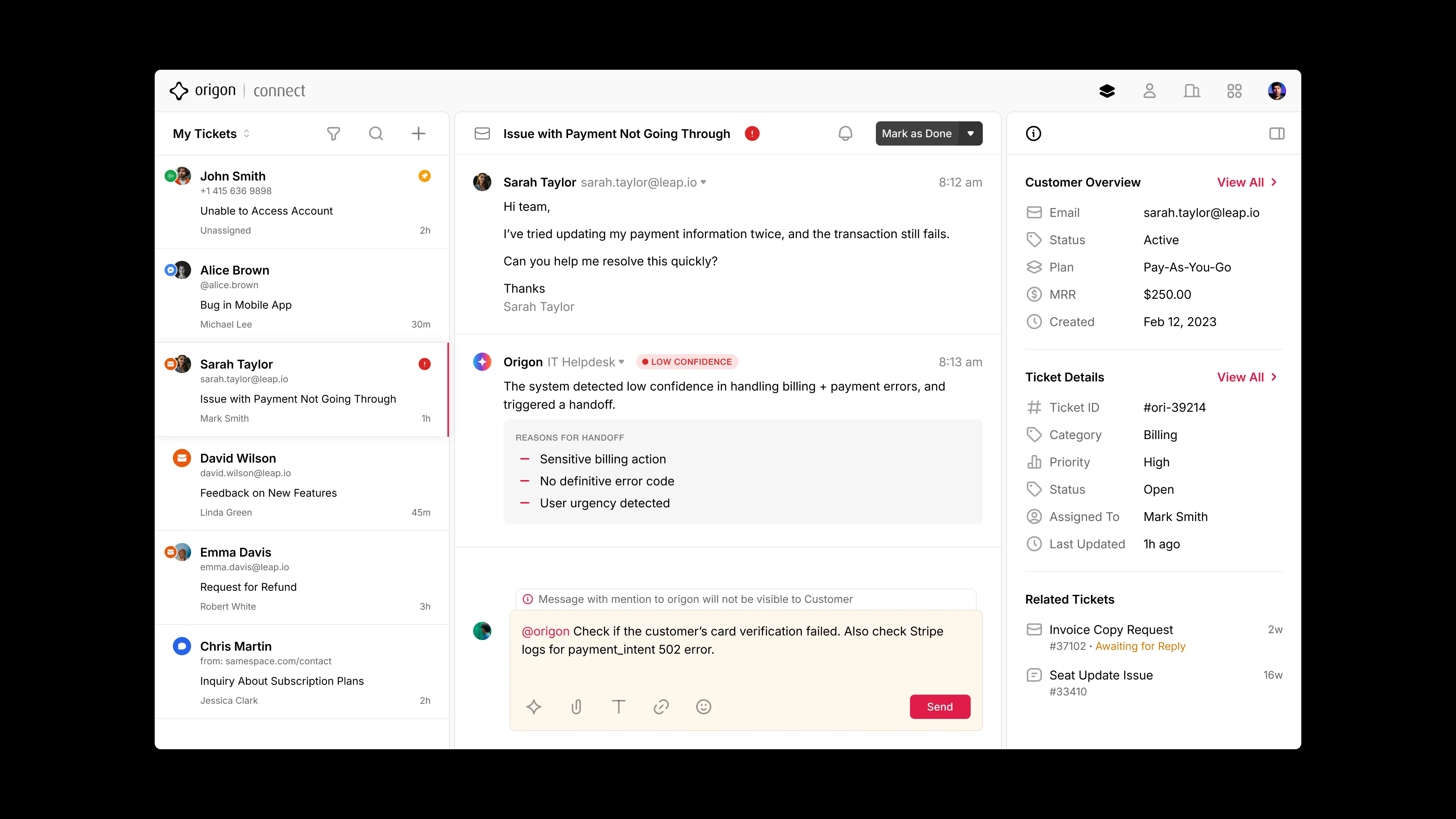 Origon CRM Tickets V2