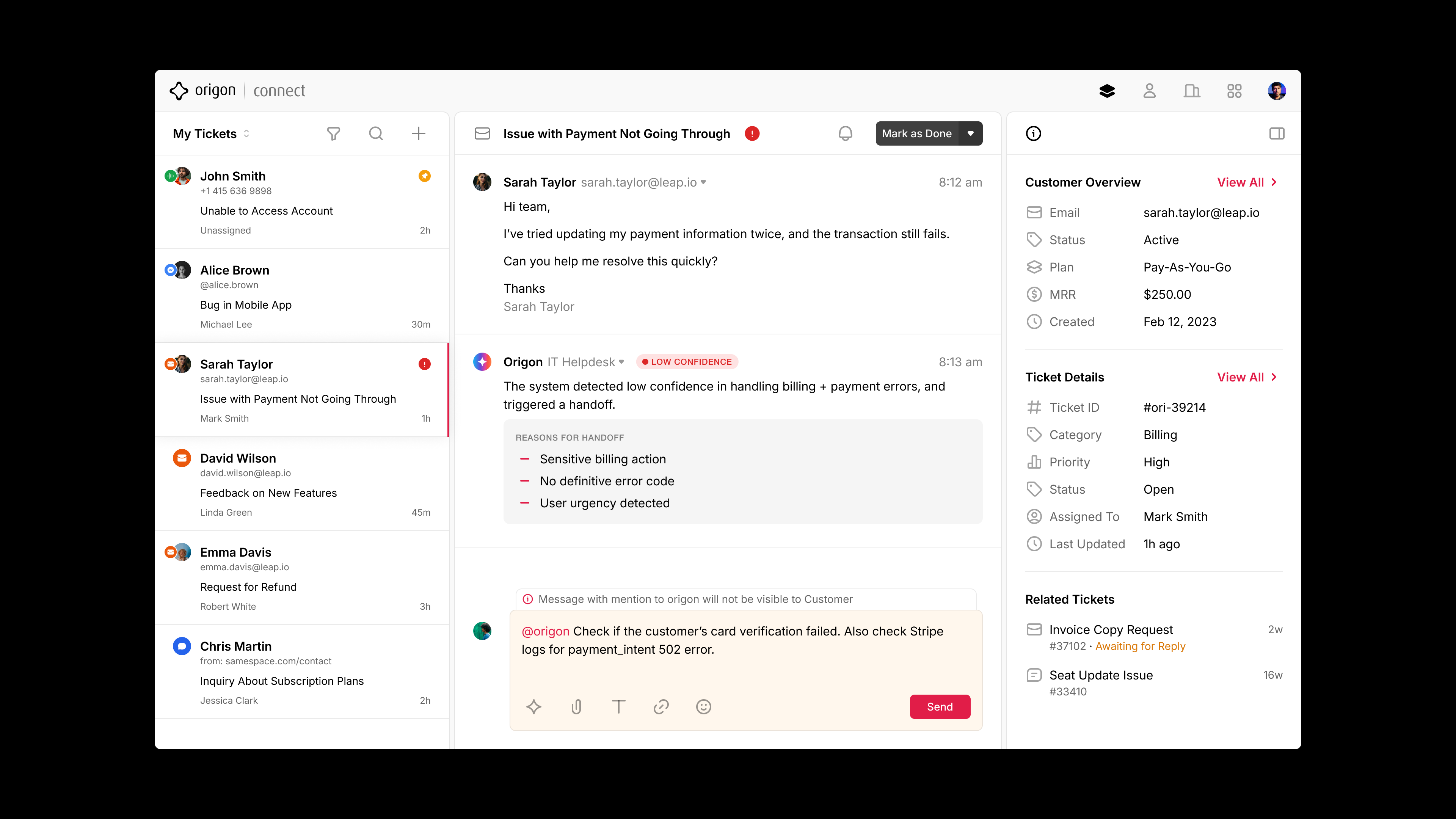 Origon CRM Tickets V2